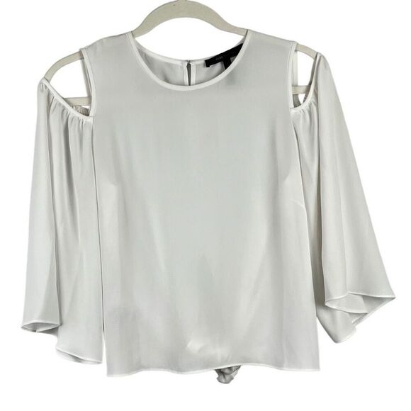 BCBG Maxazria Skipper White Tie Back Cold Shoulder Blouse XS - Picture 1 of 14